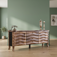 Meuble console moderne en bois avec tiroirs à motif ondulé et 2 tiroirs pour le salon