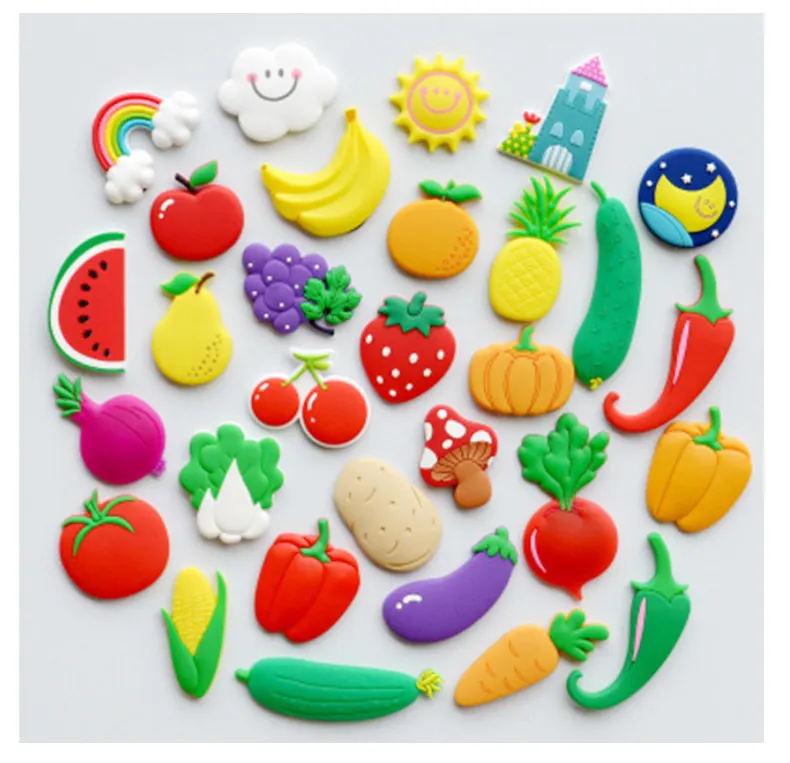 Wholesale Custom Rubber PVC Fruit Fridge Magnets Vegetable Refrigerator Magnets Fruit Whiteboard Magnetic Stickers