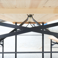 Ensemble table et banc pliants en bois de sapin massif, légers, portables, gain de place, pour extérieur, jardin, camping, pique-nique, patio, cour.