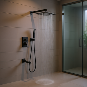Conjunto de Ducha Cuadrada con Mezclador, Sistema de Ducha de Lujo para Baño, Montado en la Pared, 16 Pulgadas, Acabado Metálico - Product Image 2