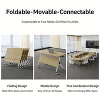 Bureau d'étude moderne pliable et mobile avec chaises, ensemble de table pliante pour 6 personnes, idéal pour les réunions, la formation et les conférences