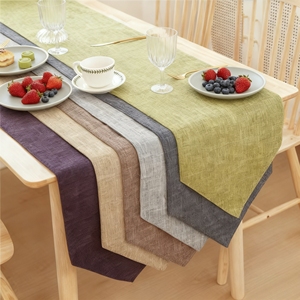 Runner da Tavola Elegante in Lino per Decorazioni di Matrimoni e Feste, Tovaglia di Lusso in Tinta Unita per Sala da Pranzo o Accessori da <span class=keywords><strong>Cucina</strong></span> - Product Image 1