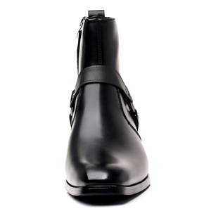 Bottes en cuir PU tendance pour hommes avec logo personnalisable, grandes tailles, style moto, hauteur cheville, <span class=keywords><strong>noires</strong></span>, pour l'automne et l'hiver - Product Image 4
