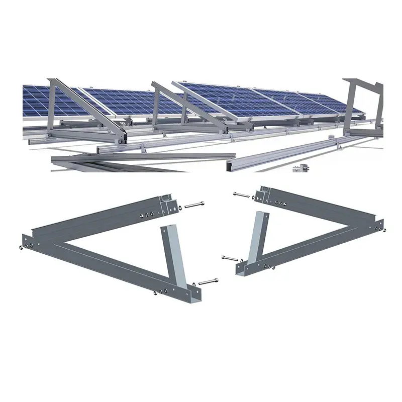 Barres triangulaires de toit réglables pour panneau solaire à toit plat, support énergétique, système de montage