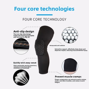 Genouillères de soutien en gros, respirantes, courtes, antichoc, en nid d'abeille, pour football et volleyball, équipement de protection compressif - Product Image 4