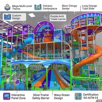 Equipo de juegos infantiles comercial para interiores, mega volcán escalable multinivel, toboganes en espiral, torres arqueadas para niños, FEC