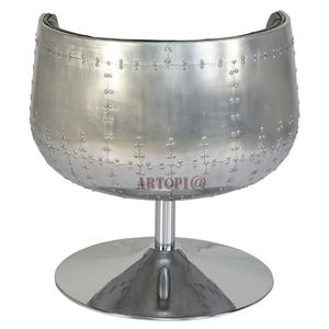 Furplan — <span class=keywords><strong>chaise</strong></span> pivotante <span class=keywords><strong>de</strong></span> style <span class=keywords><strong>industriel</strong></span> pivotante, confortable, en aluminium, siège <span class=keywords><strong>de</strong></span> <span class=keywords><strong>bar</strong></span>, <span class=keywords><strong>de</strong></span> bureau, en cuir <span class=keywords><strong>de</strong></span> grain supérieur, base métallique - Product Image 2