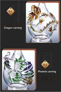 ขวดเหล้ามังกรหรือนกฟีนิกซ์-ขวดไวน์ขนาด1000มล. พร้อมฐานไม้ขวดแก้วทำจากจีน - Product Image 3