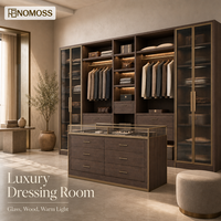 Dressing modulaire minimaliste direct usine avec portes vitrées, étagères et accessoires pour chambre à coucher et dressing à domicile