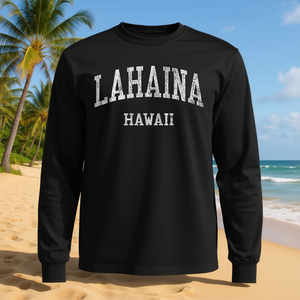 T-shirt a maniche lunghe Lahaina Hawaii in stile atletico vintage - Product Image 1
