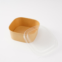 Conteneur alimentaire jetable en papier kraft biodégradable, design artisanal, forme carrée arrondie, pour les restaurants occidentaux, boîte à emporter pour le déjeuner