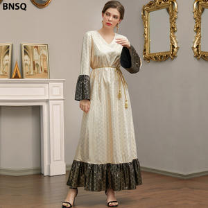 SIPO Modest Traditional Muslim <b>Women's</b> Abaya Dress Embroidered Floral Blooming Maxi Length <b>Cardigan</b> Robe Sashes Long Sleeve for - Product Image 2