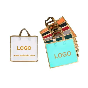 Sacos de plástico com alça para logotipo personalizados, loja de roupas de presente, carregável, ecológico, bebê, impressão de logotipo personalizada, saco de compras de plástico com alça