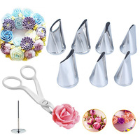 Ensemble de transfert de décoration de gâteaux Ensemble d'outils pour gâteaux Ensemble de pointes de pétales de rose 7 pièces