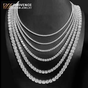 Cadena de tenis de lujo para hombre y mujer, estilo hip hop, con diamantes de laboratorio de 2MM, 3MM, 4MM, 5MM, 6MM, plata S925, moissanita VVS, joyería fina. - Product Image 1