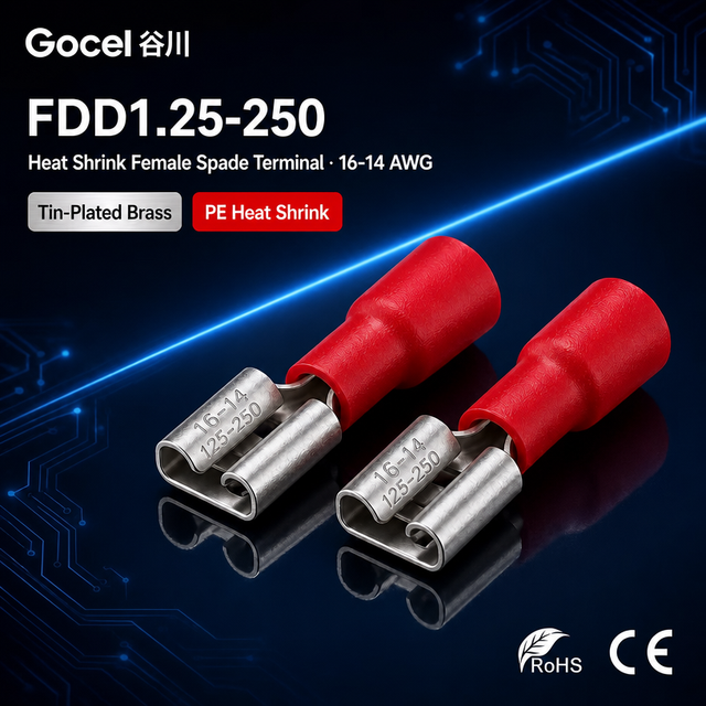 Insulated  Female Spade Terminal 6.3mm Quick Disconnect Crimp Connector for Electrical Wire Use Wholesale