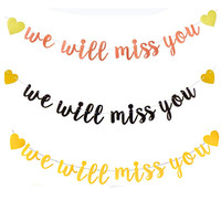 Spanduk Grosir We Will Miss You, Garland Kertas Perpisahan untuk Dekorasi Pesta Keluar Kerja/Pensiun