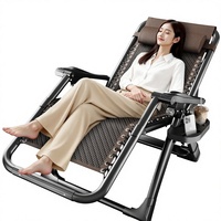 Fauteuil inclinable moderne et durable en acier inoxydable, avec repose-pieds épaissi, chaise lune à réglage multi-positions pour le parc