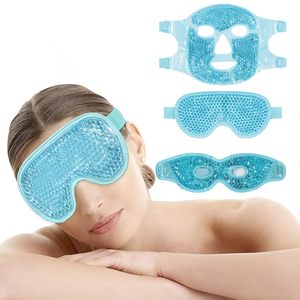 Cold Cooling Face Eye Masks,3PCS Reusable Gel Eye Ice Pack Cold Therapy Gel Bead Eye Mask with Plush Backing
