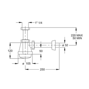 Bonomini 1-Way PVC Siphon 1 \ "1/4 \" Herramienta de torneado - Product Image 3