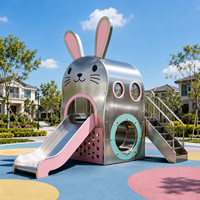 Aire de jeux extérieure en forme de lapin avec toboggan en acier inoxydable 304