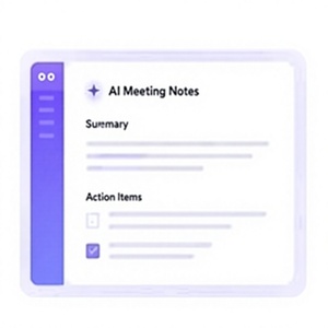 AI Meeting Notes Summary App Record Meetings Transcribe Conversations <b>Generate</b> AI Summaries Action Items Share MAC Stock - Product Image 1