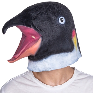 <span class=keywords><strong>Masque</strong></span> intégral en latex de <span class=keywords><strong>pingouin</strong></span> noir/blanc, texture réaliste, bouche rose ouverte, doux et confortable, pour Halloween, cosplay, fête costumée - Product Image 1