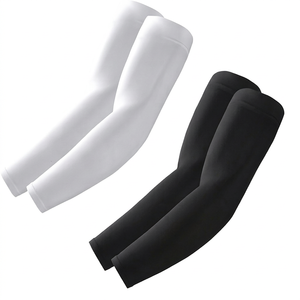 Mangas de compresión personalizadas en blanco y negro con protección UV, elásticas de spandex para béisbol, baloncesto, entrenamiento deportivo, ropa de equipo, venta al por mayor. - Product Image 1