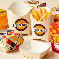 Caja de Papel Resistente a la Grasa para Papas Fritas, Contenedor Desechable a Prueba de Fugas para Comida Rápida para Llevar, Venta al Por Mayor
