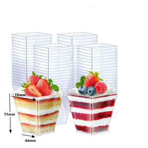 Wholesale Square 150ML Transparent Disposable Plastic Food Grade Mousse Dessert Cups for Wedding Parties - Product Image 1