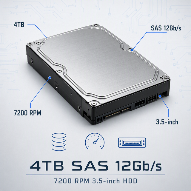 4TB 7.2K SAS 3.5 Inch Internal Hard Drive Enterprise Server Data Center Storage Virtualization
