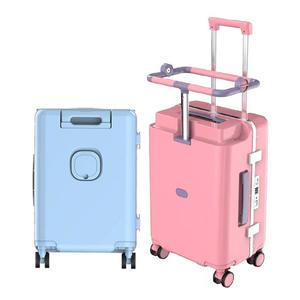 Equipaje de paseo para niños con asiento <span class=keywords><strong>Maleta</strong></span> de mano de 20 pulgadas para niños Niñas Mamá Viaje, Almacenamiento para computadora portátil, Bolsa de carrito giratoria de 360 ° - Product Image 1