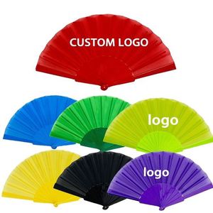 23cm Colorful Custom Design Folding <b>Hand</b> <b>Fans</b> Hot Summer Outdoor Plastic <b>Hand</b> Held <b>Fan</b> - Product Image 1