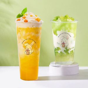 Gobelet jetable à paroi simple en PP transparent givré, écologique, 90 mm, 12 oz, 16 oz, avec logo personnalisé, pour boissons chaudes et froides, thé au lait et bubble tea - Product Image 1