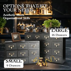 Flexzion <strong>Apothecary</strong> <strong>Cabinet</strong> with 4 Drawers - Vintage Rustic Wood Desktop Organizer for Home &amp;amp; Office Supplies - Tabletop Woo - Product Image 6