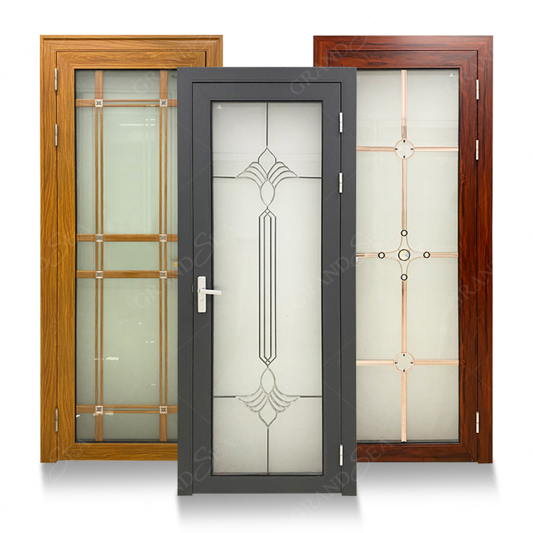 Factory wholesale price exterior door aluminum frosted glass swing bathroom doors