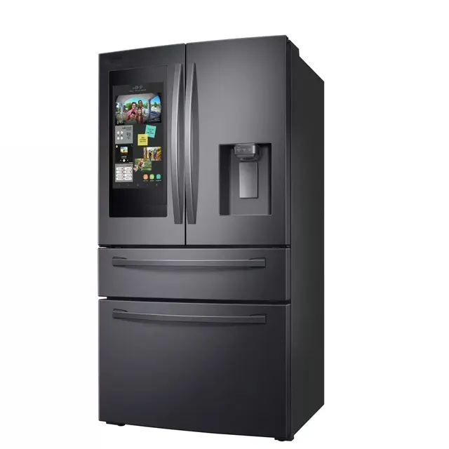 Réfrigérateur porte française à écran tactile en acier inoxydable, 28 pieds, 4 portes, prix Promo