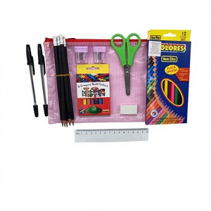 Kit de suministros escolares educativos unisex-6 # 2 lápices, 12 lápices de colores, 8 crayones, regla, 2 sacapuntas, bolsa con cremallera. Listo para enviar. - Product Image 4
