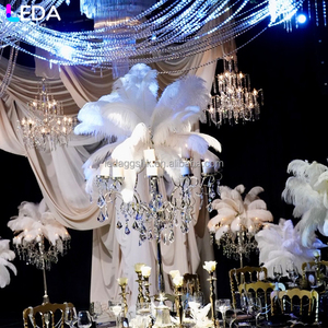 Bola de flores artificiales LEDA para decoración de bodas, centros de mesa con plumas de avestruz blancas para fiestas de boda - Product Image 3