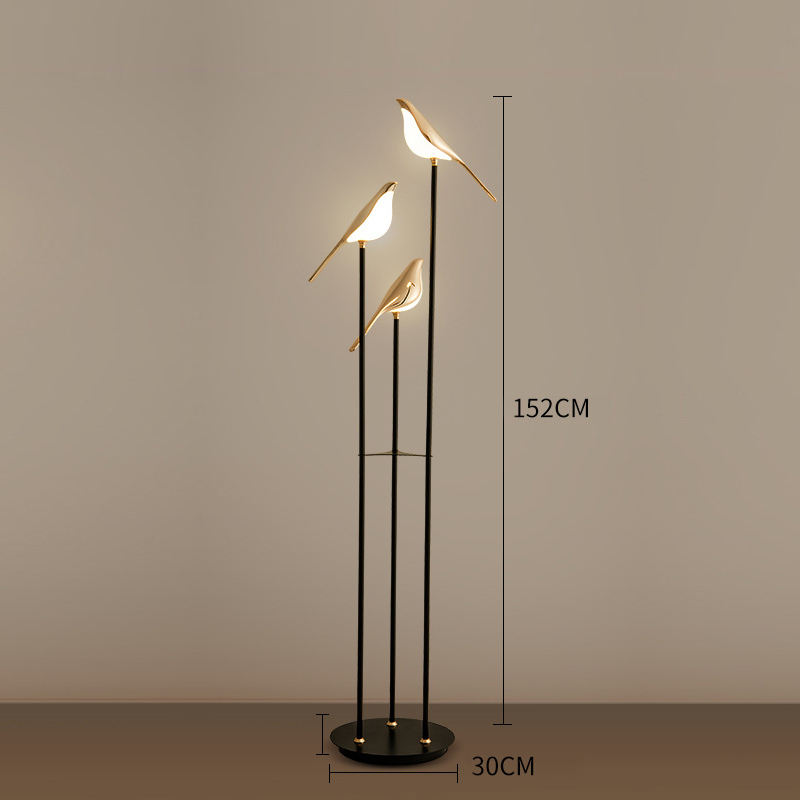 Lámpara de pie de tres pájaros