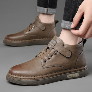 Martin <b>Boot</b> Men Ankle Round Toe Leather Plush Lining Rubber Outsole Insulative Winter Fashion Style - Product Image 2