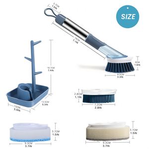 แปรงล้างจานอัจฉริยะ Smart Kitchen Cleaner 3 หัวเปลี่ยนได้ พร้อมที่จ่ายสบู่ ฟองน้ำ ขนแปรง PP TPR พร้อมด้ามจับ - Product Image 2