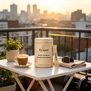 Café Instantáneo con Extracto de Plantas Naturales, 10g*10 Sobres, Frasco de Papel Beige, Bebida de Materia Prima Botánica Pura - Product Image 3