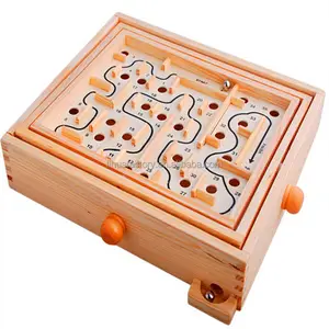 球迷宫拼图手工玩具儿童益智玩具抗压玩具迷你木制迷宫板游戏