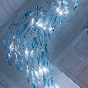 Tư nhân nơi cư trú nghệ thuật acrylic màu xanh vẫy pha lê Ribbon đèn chùm - Product Image 3