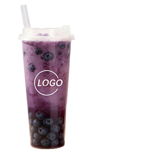 Gobelets en plastique PP rigide de 12 oz, 16 oz, 20 oz, 24 oz, 32 oz, de 90 mm de diamètre, forme plate, pour bubble tea, jus de fruits, avec couvercles - Product Image 1