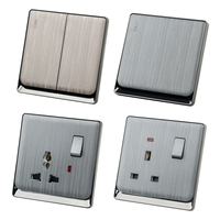Panneau de placage brossé ABUK 1 groupe 1 voie maison 13A 3Pin prises de courant multifonctions universelles interrupteur mural électrique prise de courant