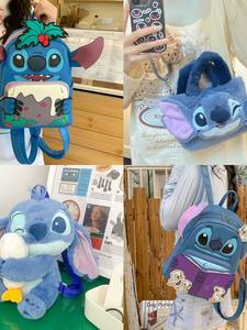 Sac à dos de dessin animé petit monstre en gros transfrontalier pour étudiantes, sac mignon, sac à dos de poupée en peluche bleue de grande capacité - Product Image 1
