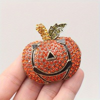 Broche vintage en forme de grande tête de citrouille avec strass pour Halloween, unisexe, tendance, pour les fêtes