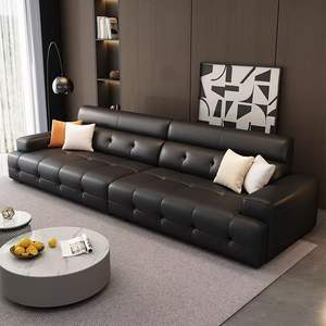 Leather <b>Sofa</b> Set One Line Tufted Modern Minimalist Living Room Furniture - Product Image 3